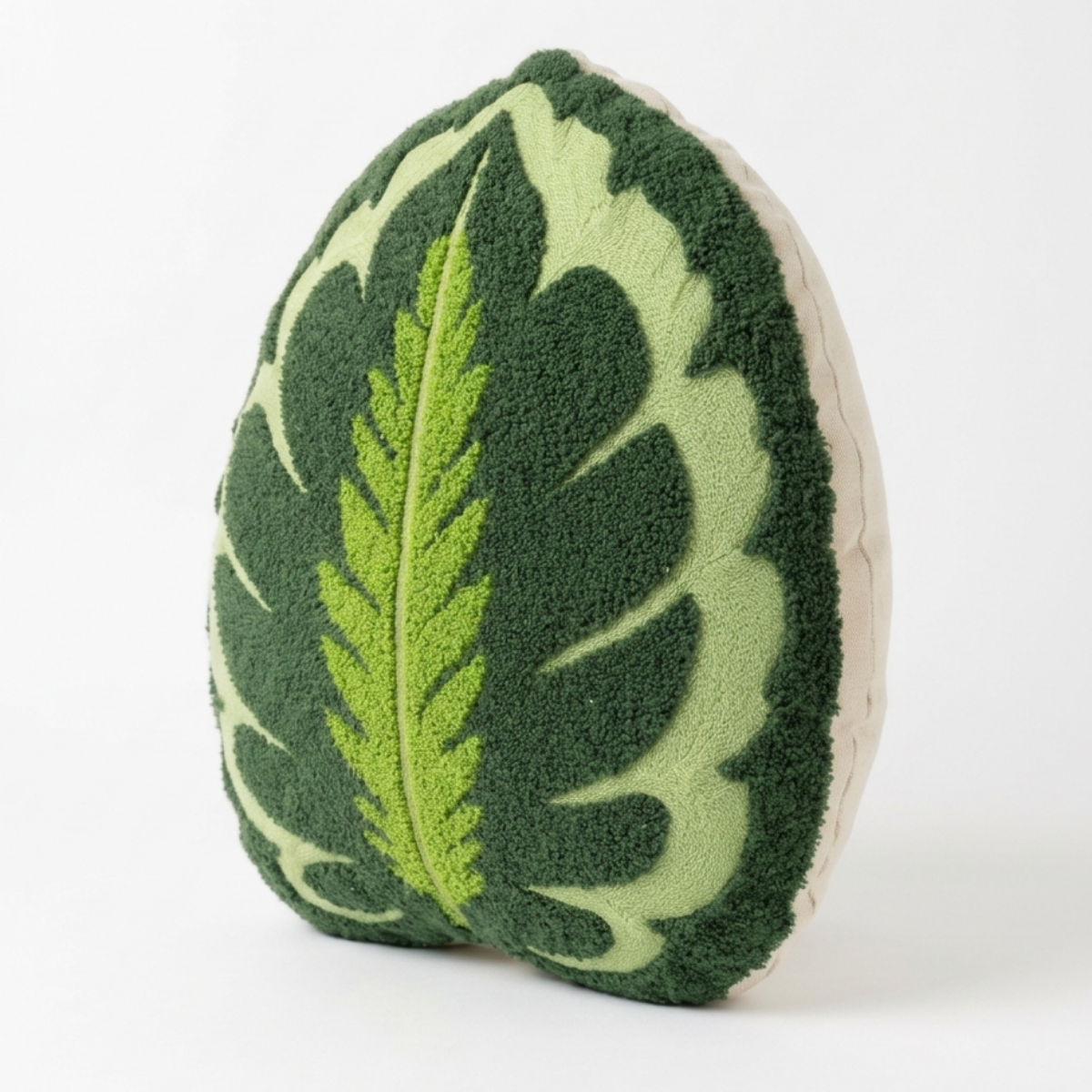 Tufted Calathea Medallion Leaf Pillow