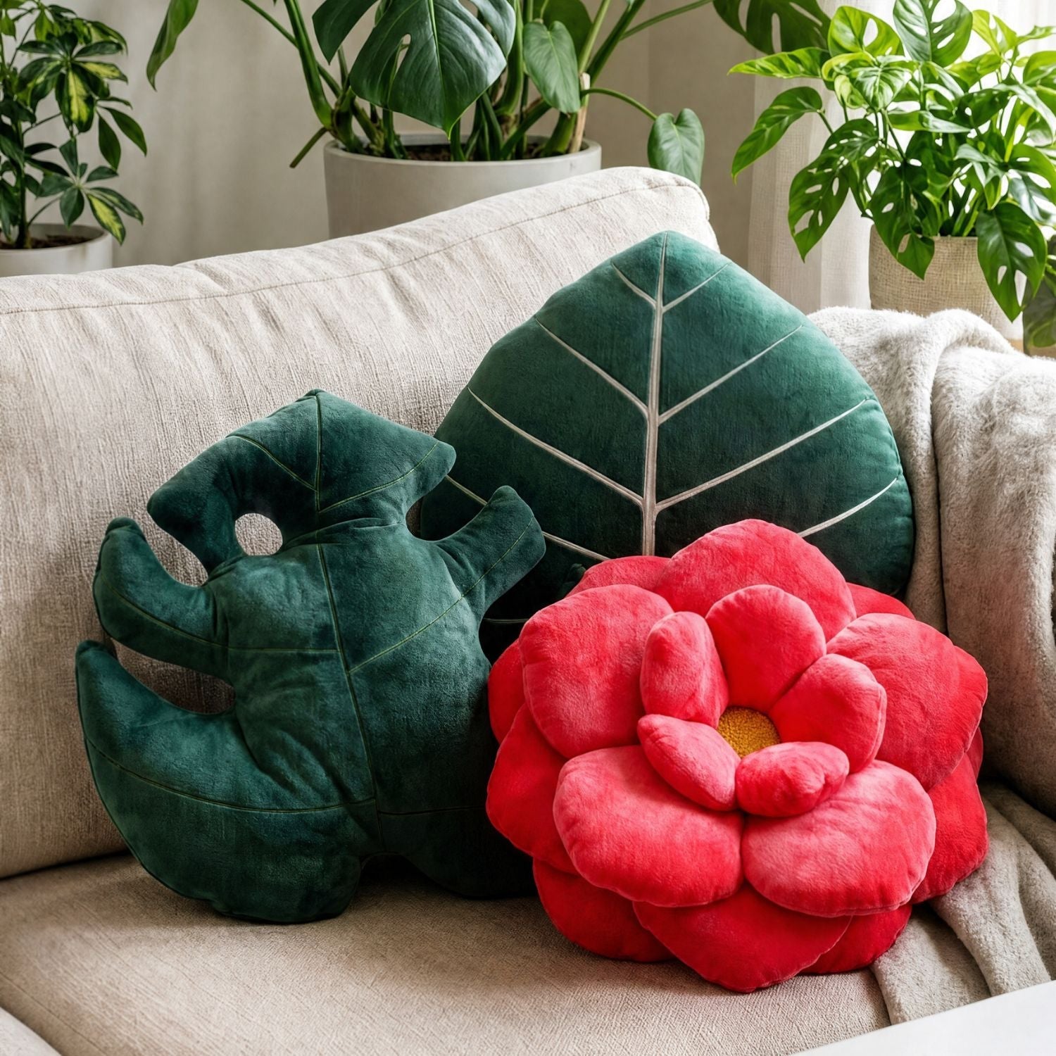 Philodendron Gloriosum Pillow - Forest Green - Green Philosophy Co.