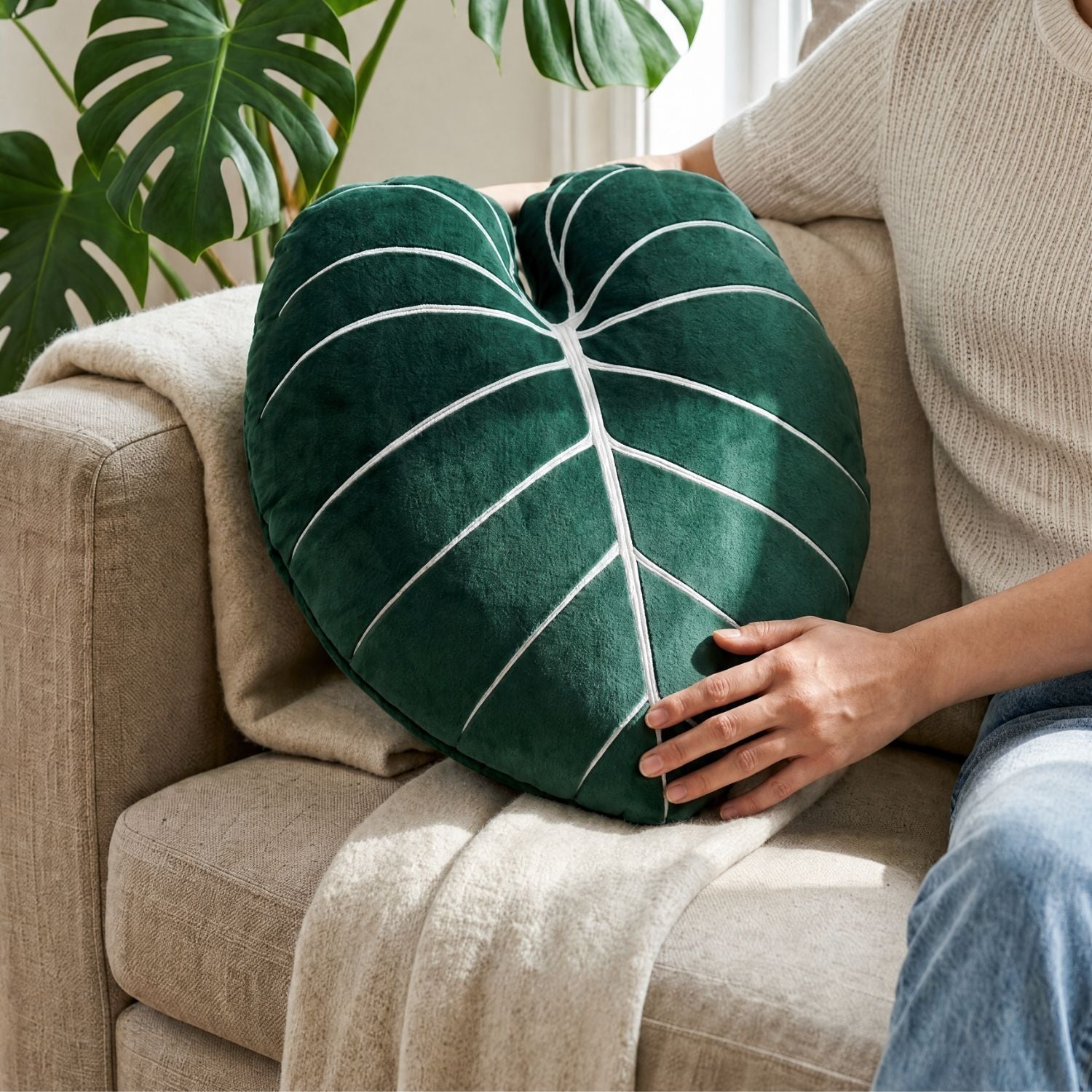 Philodendron Gloriosum Pillow - Forest Green - Green Philosophy Co.