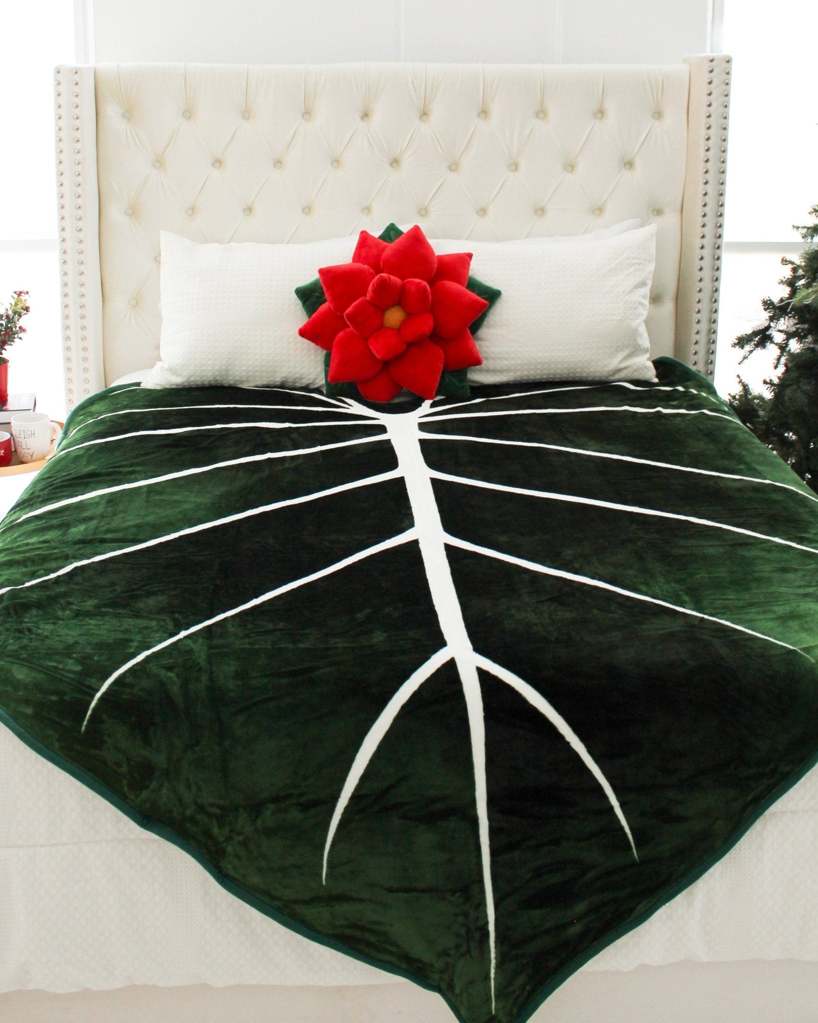 Poinsettia Pillow - Christmas Red - Green Philosophy Co.