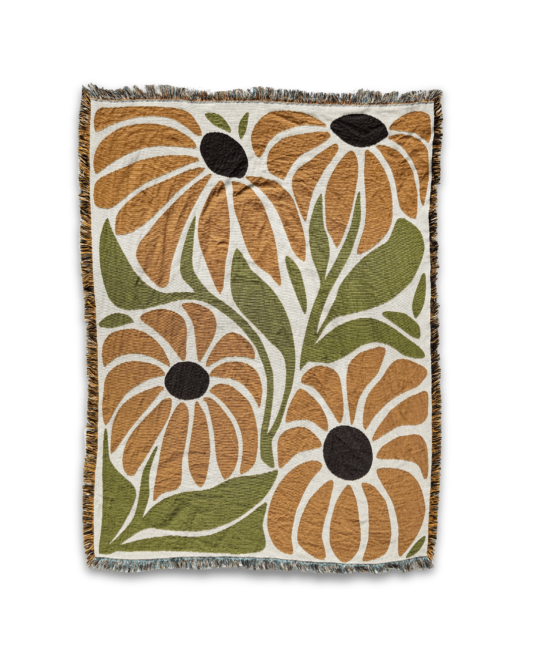 Sunny Blooms Woven Cotton Blanket - Made In USA - Green Philosophy Co.