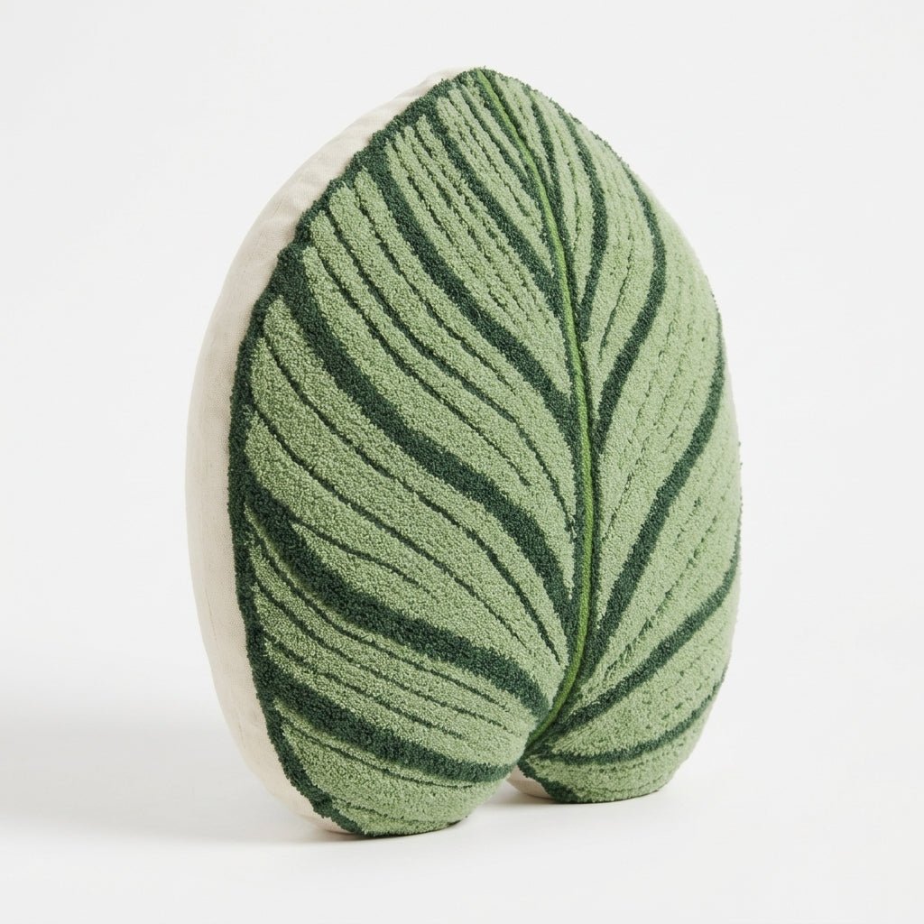 Tufted Calathea Orbifolia Leaf Pillow - Green Philosophy Co.