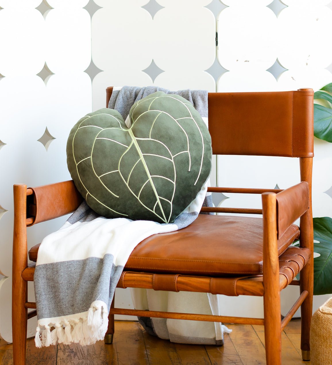 anthurium pillow Anthurium Clarinervium Plant Pillow- Khaki