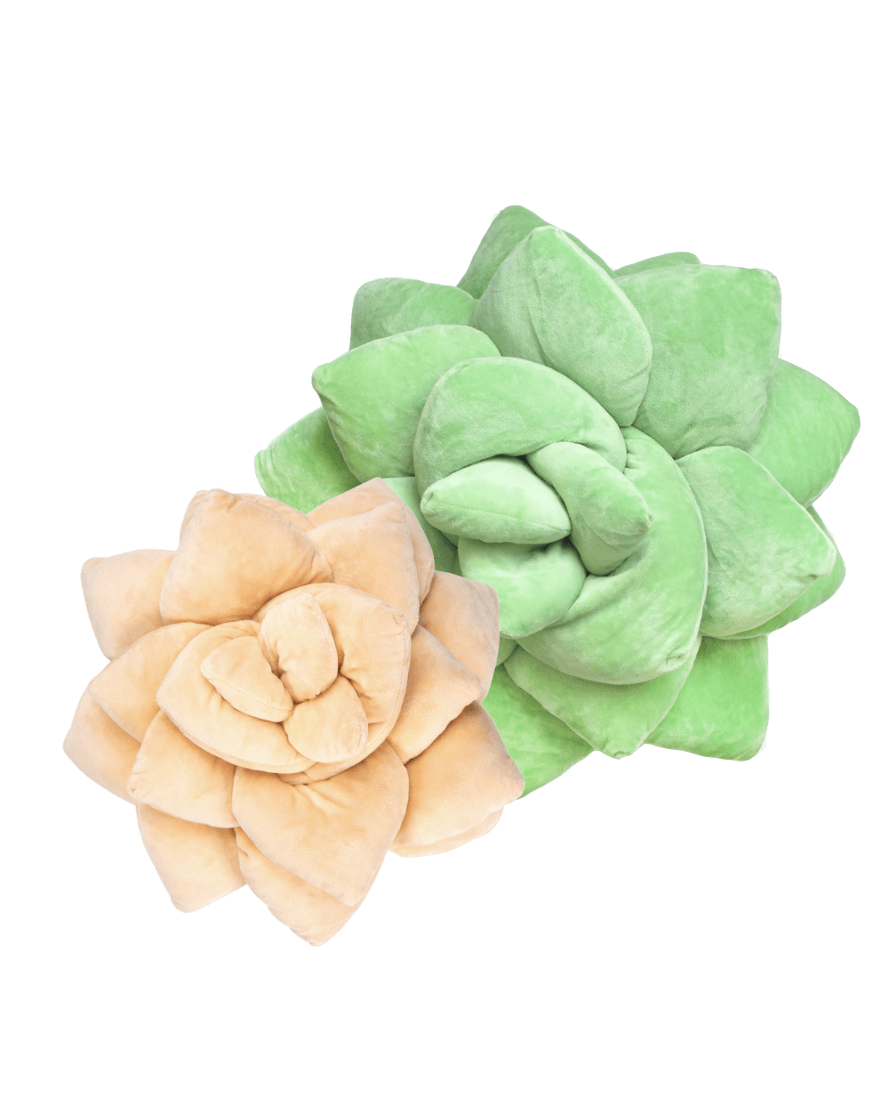 succulent shaped pillow Lil' + Big Pop Succulent Bundle, Lil' Blush Peach + Big Sage Green