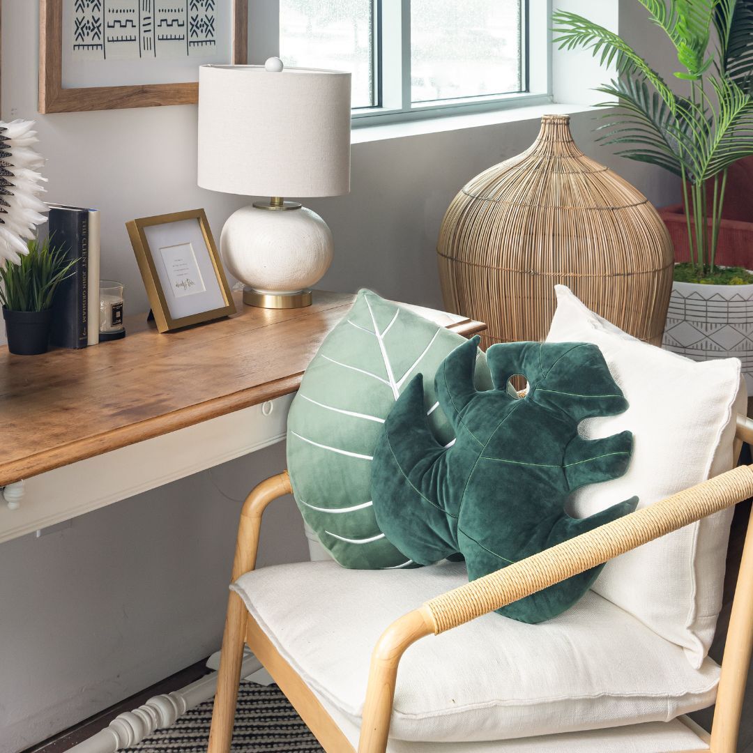 Monstera Deliciosa Leaf Pillow - Deep Forest - Green Philosophy Co.
