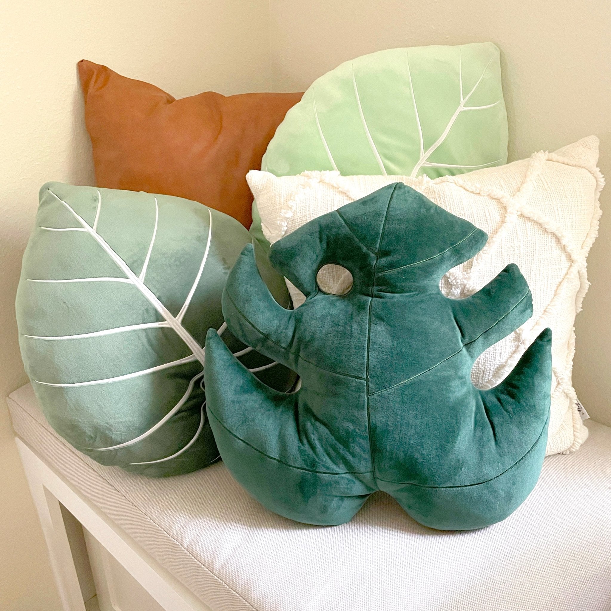 monstera plant pillow Monstera Deliciosa Leaf Pillow