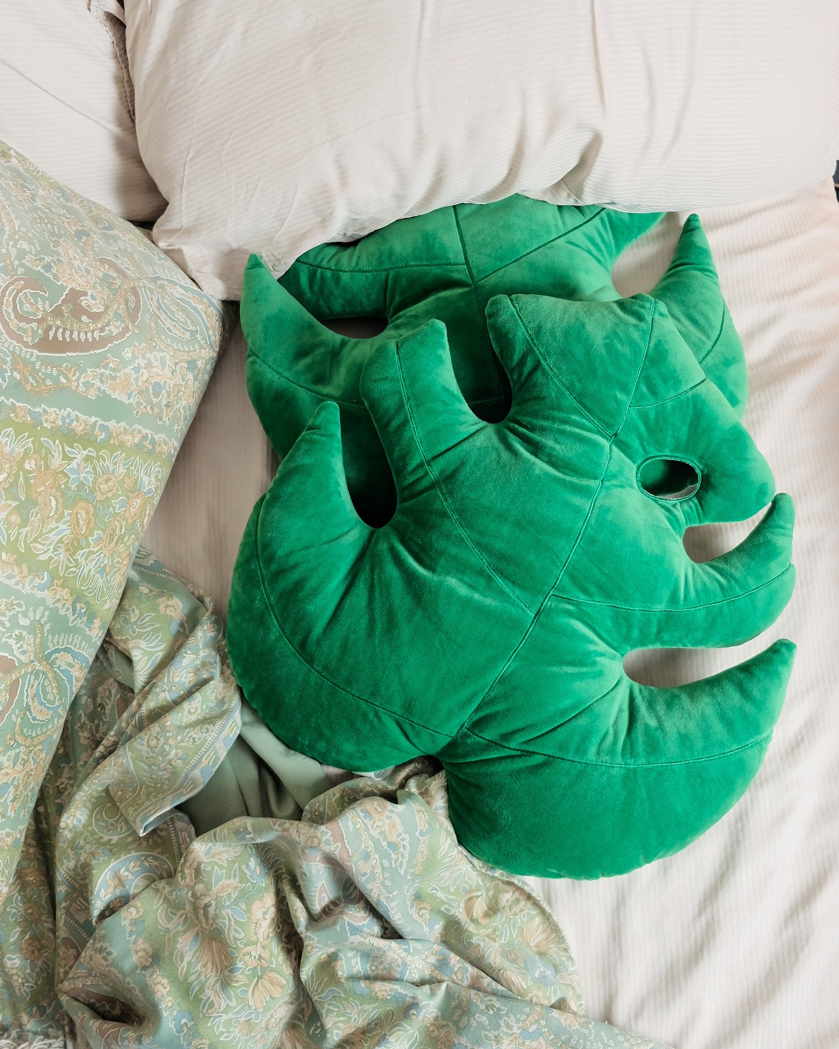 monstera pillow Monstera Deliciosa Leaf Pillow, Jungle Green