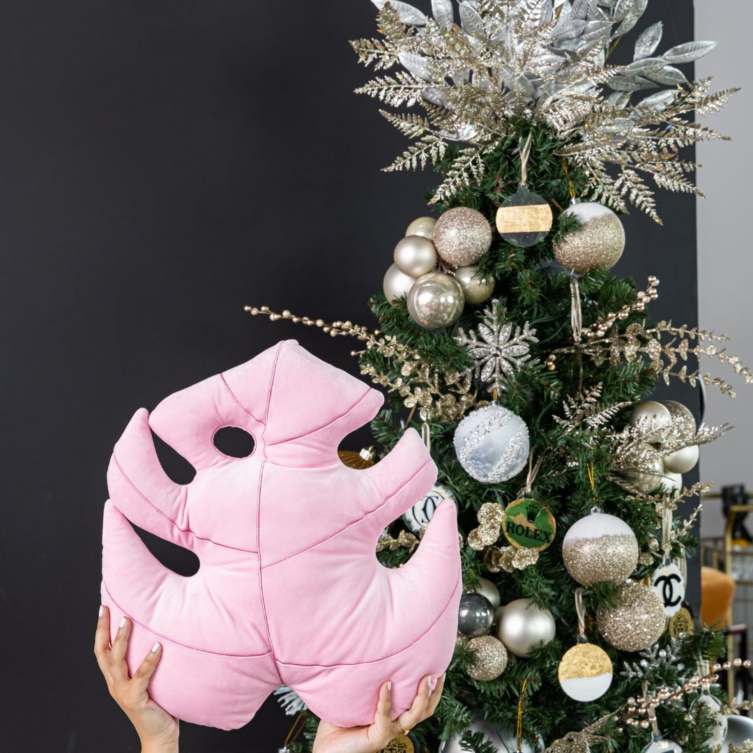monstera deliciosa pink Monstera Deliciosa Leaf Pillow