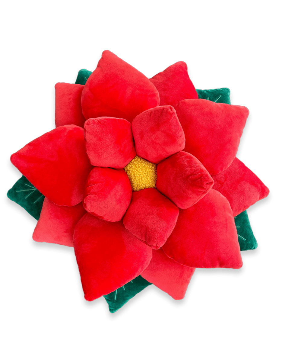 Poinsettia Pillow - Christmas Red - Green Philosophy Co.