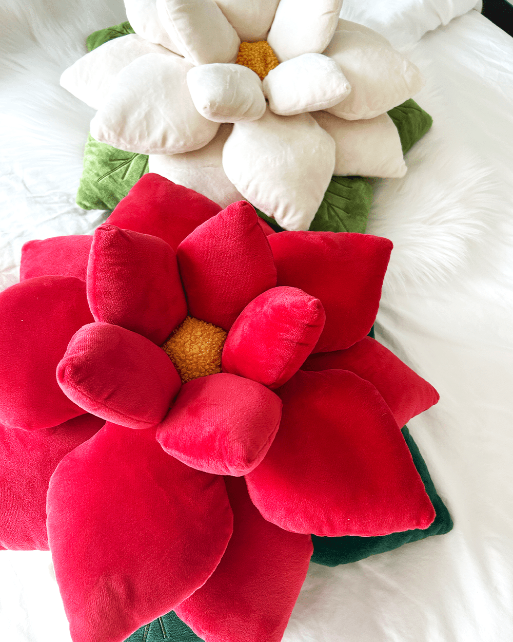 Poinsettia Pillow - Marshmallow White - Green Philosophy Co.